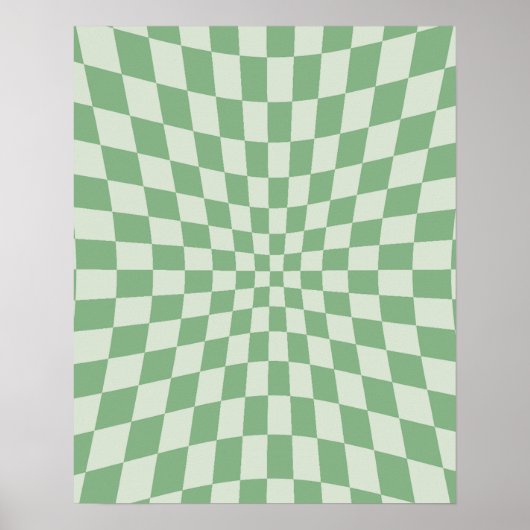 Poster Motif de damier distordu vert (Devant)