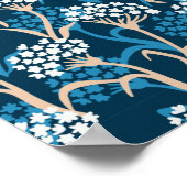 Poster Motif de dessin de fleurs bleues (Coin)