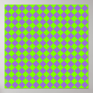 Poster Motif de diamant Purple Green Checker