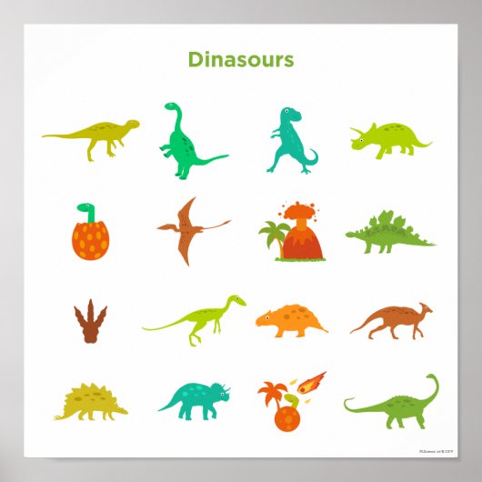 Poster Motif de dinosaures (Devant)