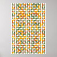Motif de feuille géométrique rétro Vert orange Tau