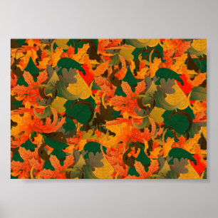 Poster Motif de feuilles tombantes pour l'automne