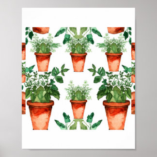 Poster Motif de fines herbes de cuisine Arts & Crafts