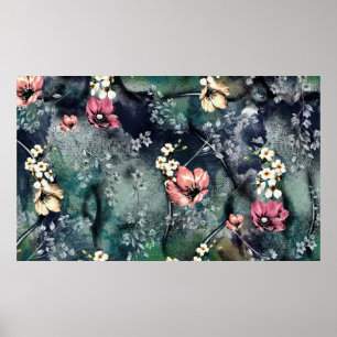 Poster motif de fleur abstrait sans couture sur fond mixt