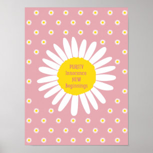 Poster Motif de fleur de marguerite - Citation de pureté,