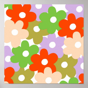 Poster Motif de fleur tropicale simple floral coloré