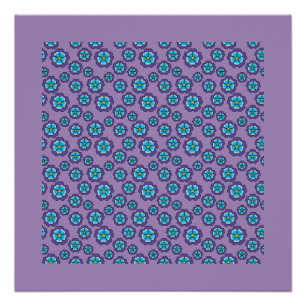 Poster Motif de fleurs bleu violet