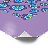 Poster Motif de fleurs bleu violet (Coin)