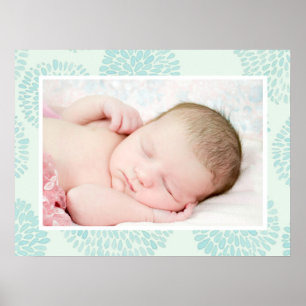 Poster Motif de fleurs bleues pastel photo bébé personnal