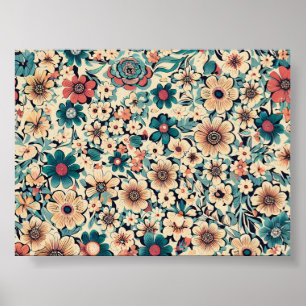 Poster Motif de fleurs de printemps de Bohême