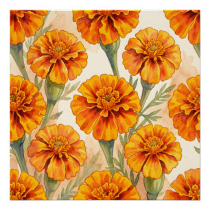 Poster Motif de fleurs de souci orange
