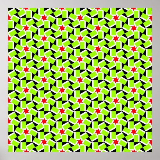 Poster Motif de fleurs géométrique (Devant)