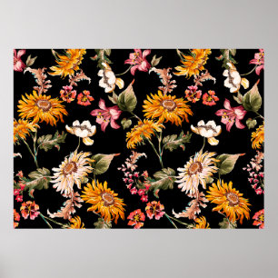 Poster Motif de fleurs magnifiques sans couture. Texture