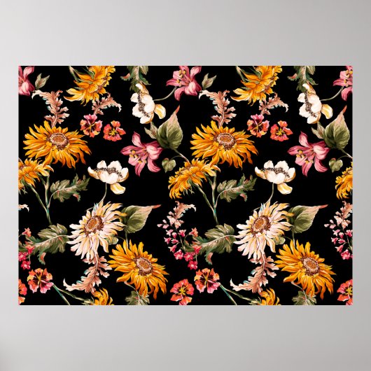 Poster Motif de fleurs magnifiques sans couture. Texture (Devant)