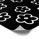 Poster Motif de fleurs noir et blanc (Coin)