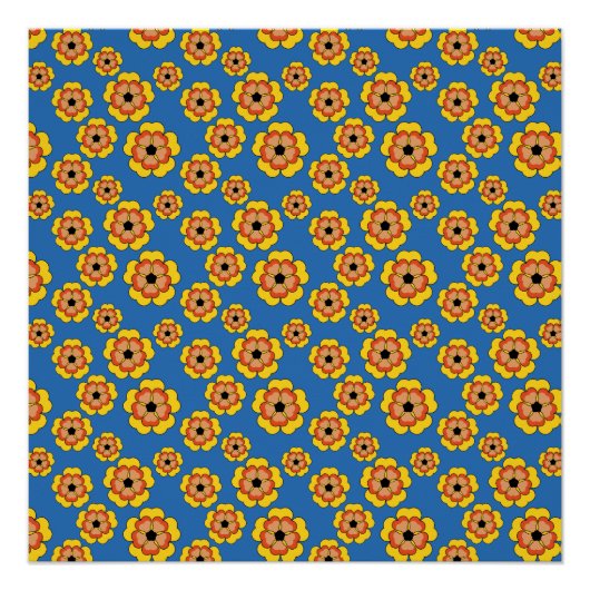 Poster Motif de fleurs orange jaune (Devant)