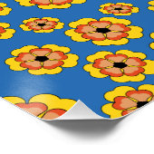 Poster Motif de fleurs orange jaune (Coin)