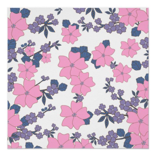 Poster Motif DE FLEURS ROSE ET PURPLE (Devant)