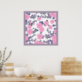 Poster Motif DE FLEURS ROSE ET PURPLE (Cuisine)