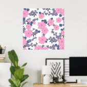 Poster Motif DE FLEURS ROSE ET PURPLE (Bureau à domicile)