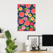 Poster motif de fleurs roses, style rétro (Bureau à domicile)