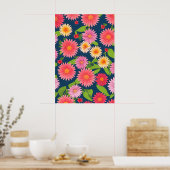 Poster motif de fleurs roses, style rétro (Cuisine)