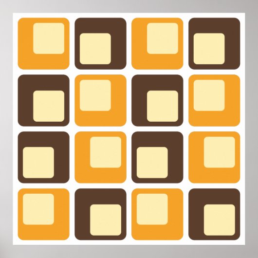 Poster motif de formes Carré rétro les années 70 (Devant)