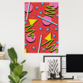 Poster motif de formes des années 90 (Bureau à domicile)