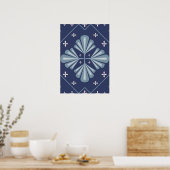 Poster Motif de formes géométriques bleues (Cuisine)