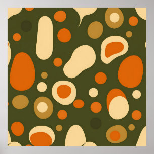 Poster Motif de formes organiques abstraites rétro