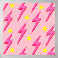 Poster Motif de foudre rose pour décoration murale