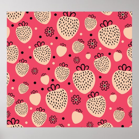 Poster Motif de fraise rose : design doux et homogène (Devant)