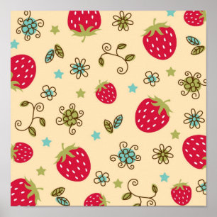 Poster Motif de fraises