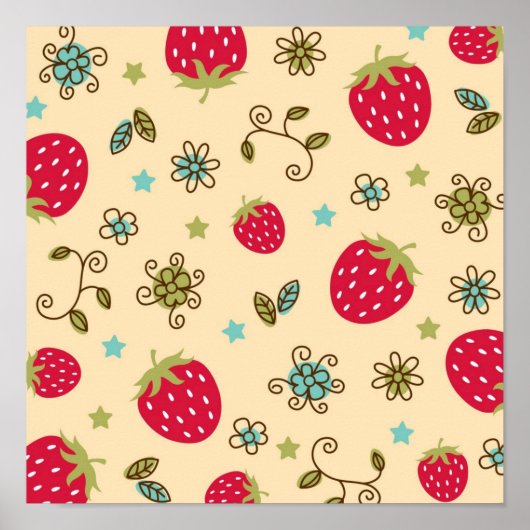 Poster Motif de fraises (Devant)