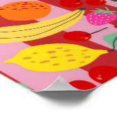 Poster Motif de fruits à rayures rouges et roses (Coin)