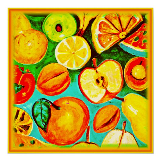 Poster Motif de fruits capricieux. Commandez dès maintena (Devant)