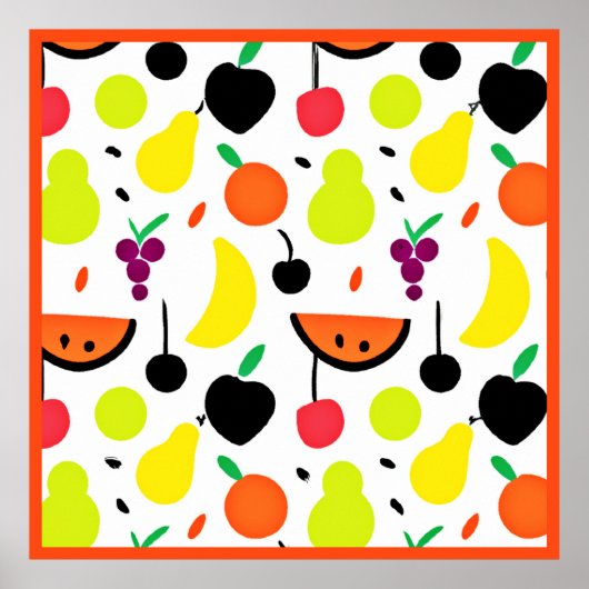 Poster Motif de fruits de néon à lueur tropicale (Devant)