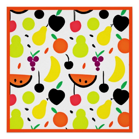 Poster Motif de fruits néon Tropical Glow (Devant)