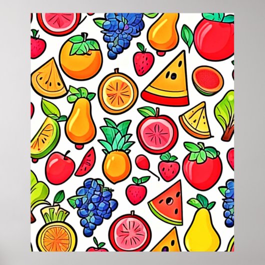 Poster Motif de fruits vibreux (Devant)