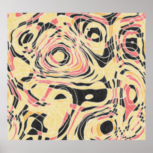 Poster motif de géo de ligne Abstraite, dessin topographi