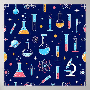 Poster Motif de laboratoire scientifique coloré de chimie