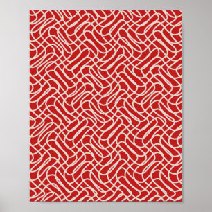Poster Motif De Ligne Abstraite Rouge Et Crème
