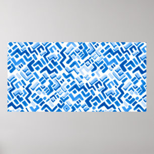 Poster Motif de lignes et bandes d'aquarelle Abstraites