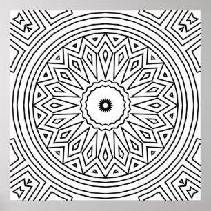 Poster Motif de mandala en explosion de diamants radiaux