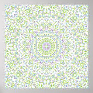 Poster Motif de mandala géométrique vert et bleu