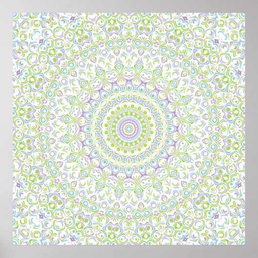 Poster Motif de mandala géométrique vert et bleu (Devant)