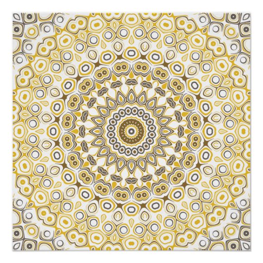 Poster Motif de mandala jaune doré (Devant)