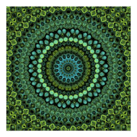 Motif de mandala kaléidoscope vert et sarcelle