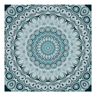 Poster Motif de mandala Stormy Blue et Grey