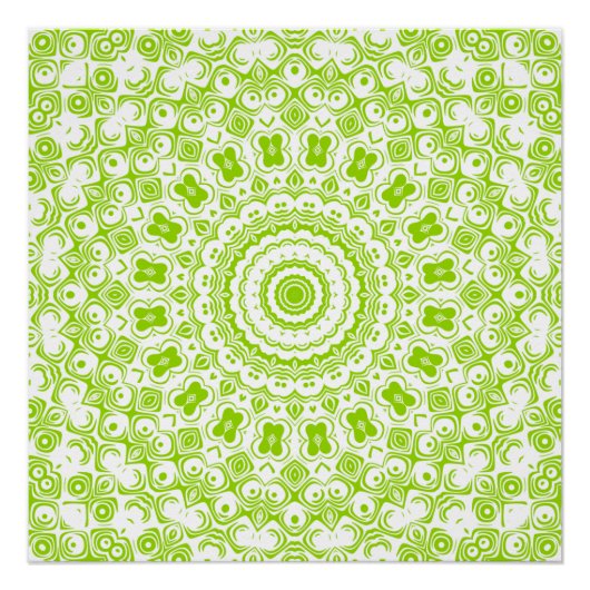 Poster Motif de mandala vert chartreuse (Devant)